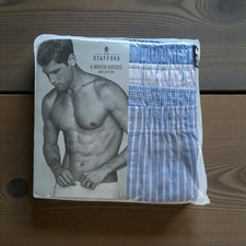 Stafford 4-Pack Men's 100 Cotton Woven Boxers XXL White/Blue/Pink Plaid