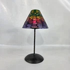 Rare Vintage 9" Stain Glass Tiffany-Style Lamp Candle Holder - 2 Pieces Tealight