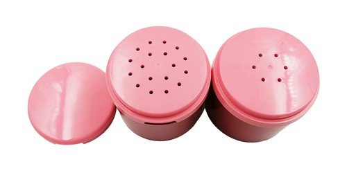 Tupperware Red Plastic Round Salt N Pepper Shaker Serving (2) 80ml Set - Picture 3 of 7