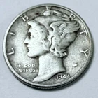1944 Mercury Dime 10C 90% Silver Liberty Winged Cap Design #5834