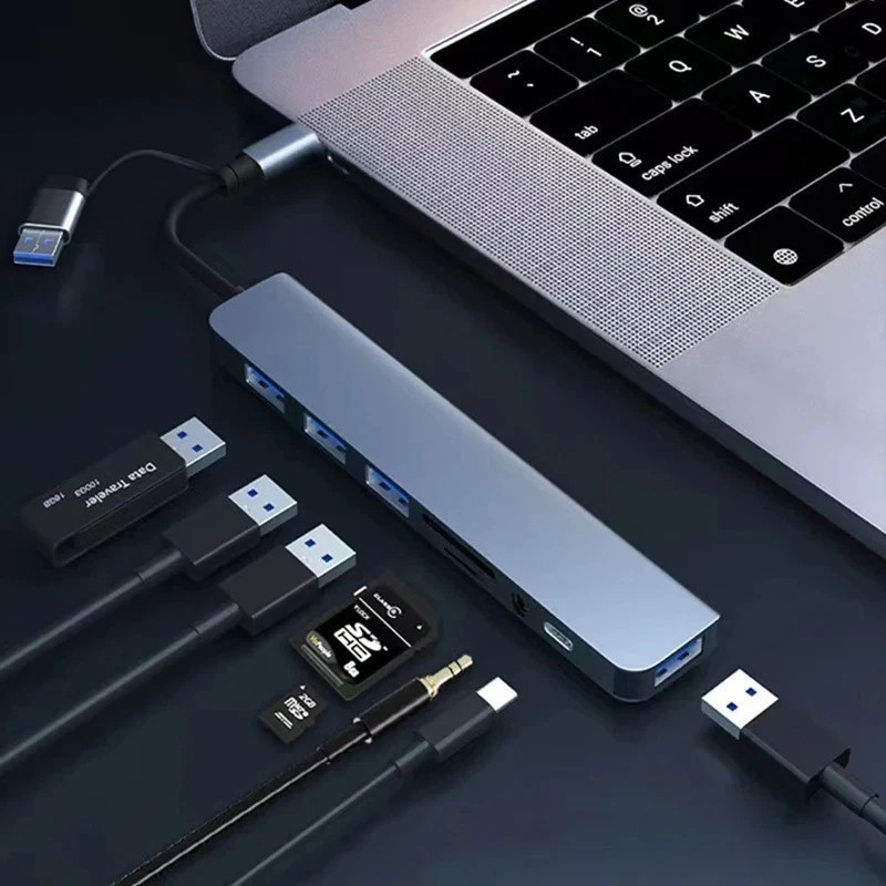 8 in 2 USB+Type C HUB Docking Station with 3.5mm Audio Adapter for ...