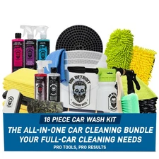 Mr. Detroit - 18pc Car Wash & Detailing Kit with Foam Blaster, Cleaner & Bucket