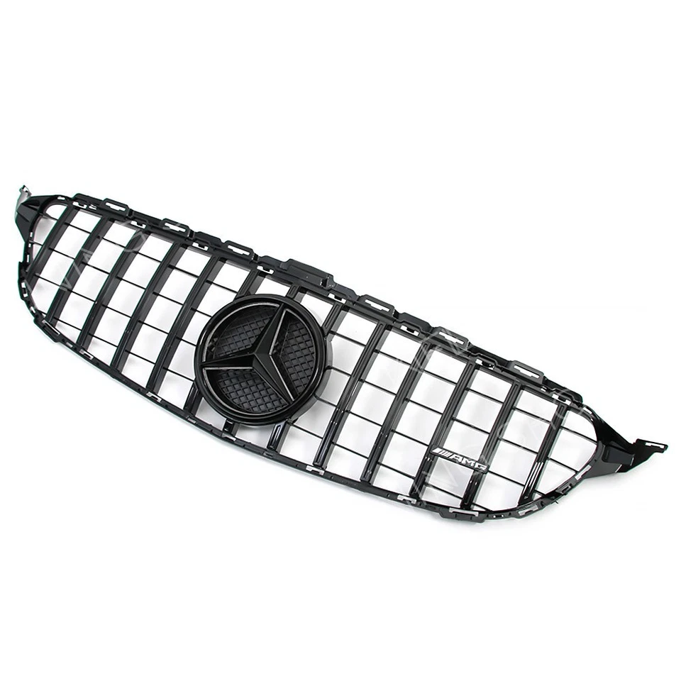 Black Front Grille W/LED Emblem For Mercedes Benz W205 15-18 C300 C350 400 450  - Изображение 4 из 4