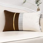 Patchwork Velvet Lumbar Pillow Cover with Gold Striped 12" x 20" Coffee Brown