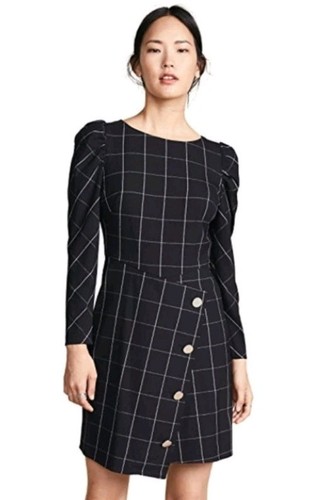 EUC Shoshanna Upton Mini Dress Black Window Pane Size 4 - Picture 3 of 9