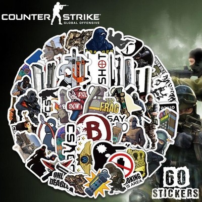 CS GO Counter Strike Sticker 60 piece Set PVC Waterproof Counter Strike Seal Lar