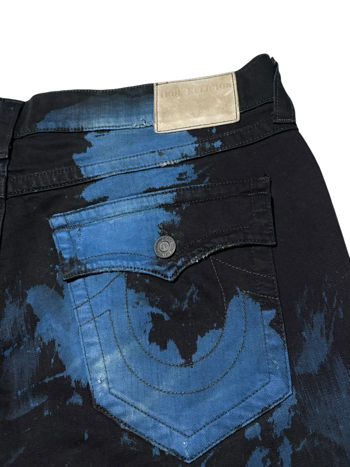 Vintage True Religion Jeans Geno Flap Blue Haze Dylan Renegade Tie Dye Denim Y2k