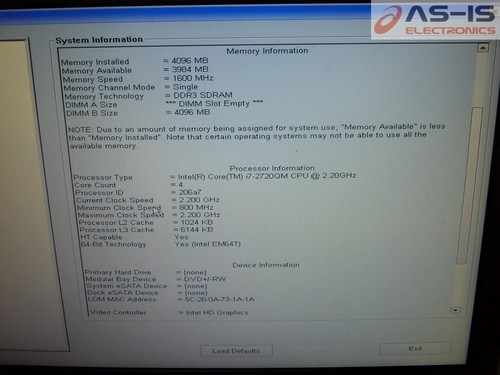 *AS-IS* Dell Latitude E6520 15.6" Core i7-2720QM 2.20GHz 4GB No SSD Laptop - Picture 3 of 11