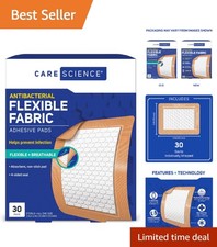 Sterile 30 Count Flexible Bandages 3x4 Inch - Breathable Adhesive Wound Coverage