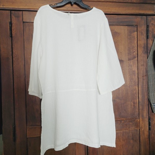 Bryn Walker Top Womans XXL White Bre Tunic Linen Lagenlook Boho Beachy New USA - Picture 5 of 11