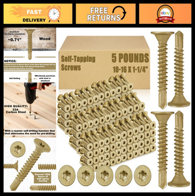 630 Pcs Self-Drilling Metal Screws #10-16 x 1-1/4'' Bronze Tapping Deck Fasteners