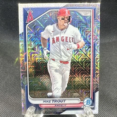 2024 Topps Bowman Chrome Mike Trout #82 Mojo Refractor Angels Baseball Card