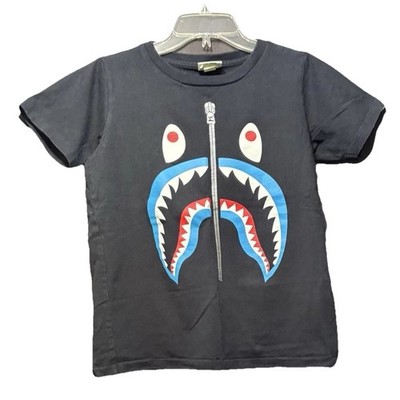 Y2K BAPE Bathing Ape Shark Silver Zipper Mouth Graphic Print T-Shirt Authentic