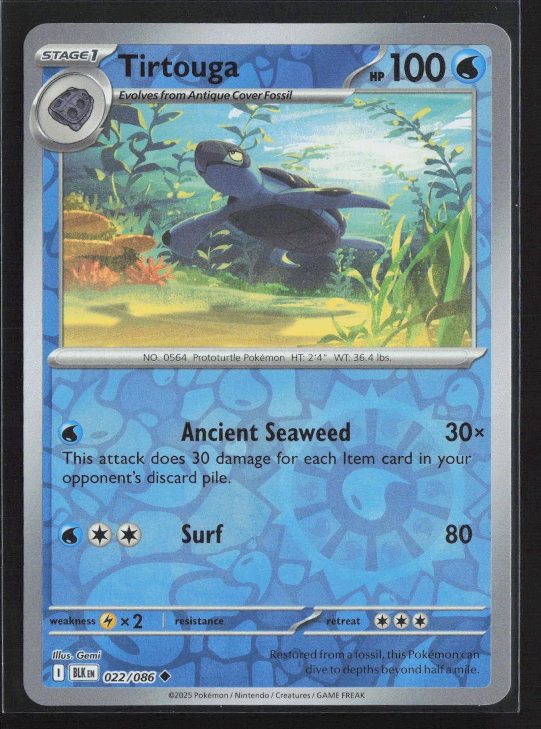 022/086 Tirtouga - SV Black Bolt - Reverse Holo NM Pokemon