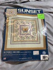 Sunset Stamped Cross Stitch Kit Butterfly and Vine 13135 Debbie Mumm Design 2004