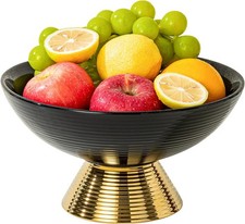 Ceric Fruit Bowl,10-Inch Lar Decorative Bowls,Pstal Tray with Gold