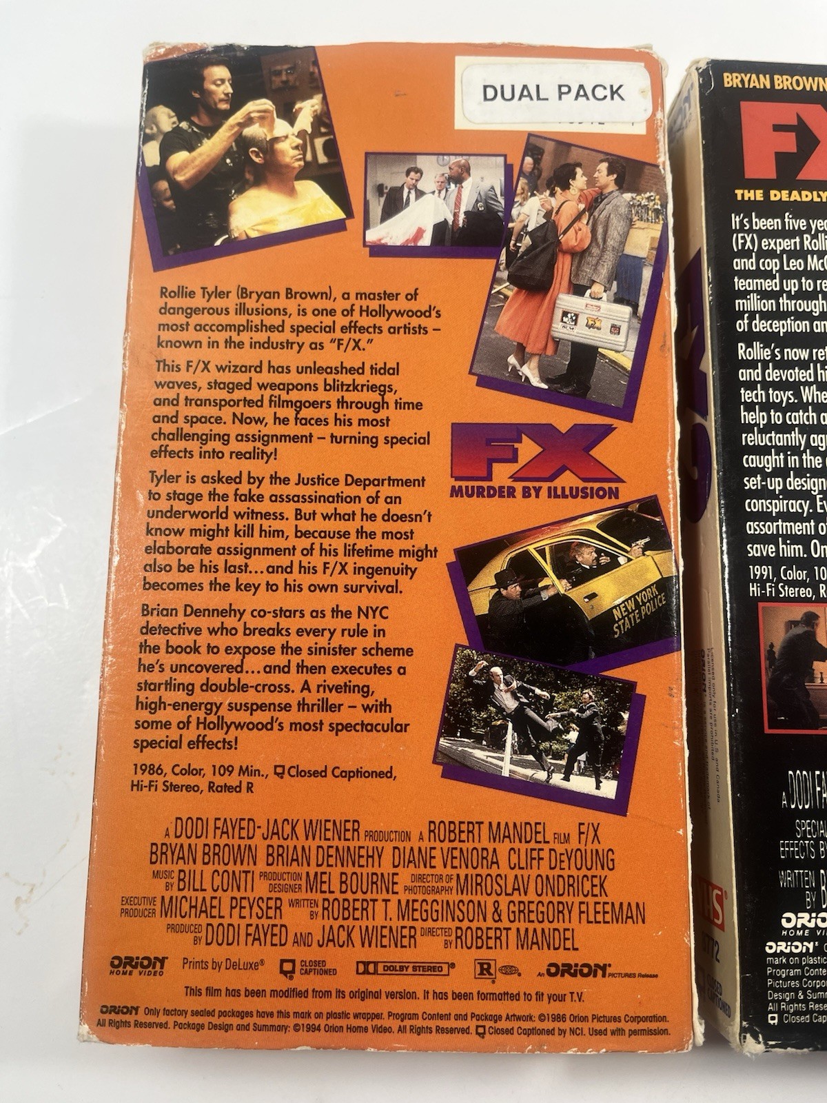 FX & FX2 VHS Lot (1986/1991) Orion Home Video Bryan Brown Brian Dennehy Action