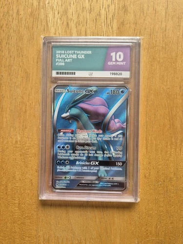 ACE 10 SUICUNE GX 200 LOST THUNDER FULL ART SUN MOON 2018 POKEMON