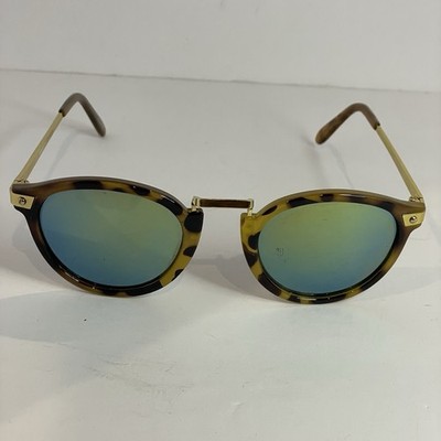  Zerouv Leopard Print Plastic Sunglasses Round Frames Unique Nose Piece