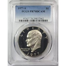 1977-S EISENHOWER (IKE) DOLLAR - PCGS PR70 DCAM