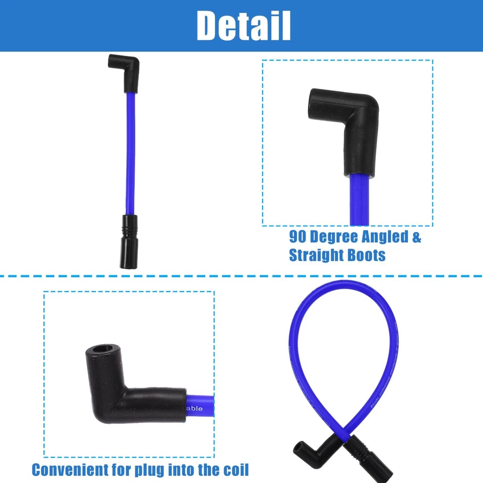 Kit de cables de bujía de 10,4 mm 10 mm 2 piezas para Harley Davidson Dyna FXD Softail Foto 4 de 4