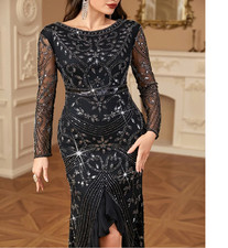 Evening Dress Luxurious Beaded Maxi Dress - Size 14 - NEW