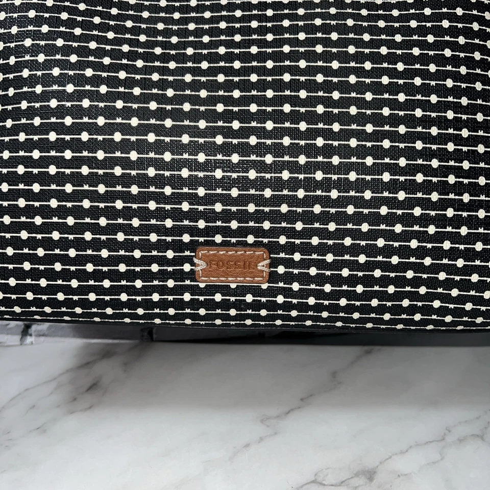 Bolso de Mano Fossil Rachel Grande TZ Top Cremallera Negro Blanco Rayas/Puntos ✅ Excelente Foto 2 de 4