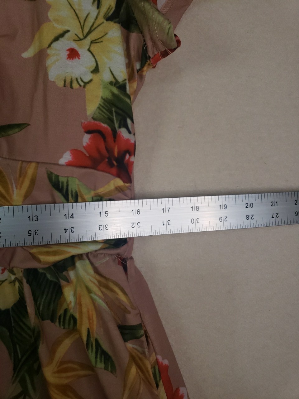 OUGES Womens Short Sleeve V-Neck Brown w Tropical… - image 11