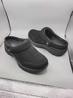 Skechers Easy Going Water-Repellent Foldover Mules Distinctive Charm 7.5M Black