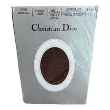 Christian Dior Diorella Sheer Control Top Pantyhose Size 1 French Taupe 4419