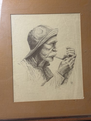 Joni Eareckson Print Seaman Smoking Pipe. Framed