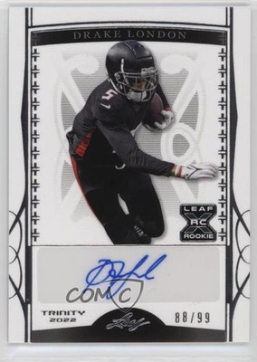 2022 Leaf Trinity Silver /99 Drake London #BA-DL1 Rookie Auto RC rf2