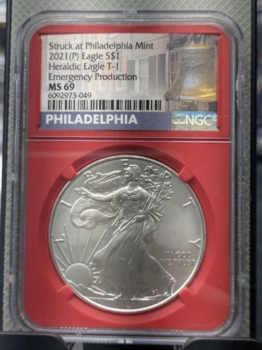 2021 P S$1 Heraldic Eagle T1 NGC MS69 Emergency Production Struck @ Philadelphia