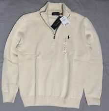 Polo Ralph Lauren Men Cable-Knit Cotton Quarter-Zip Sweater Ivory M