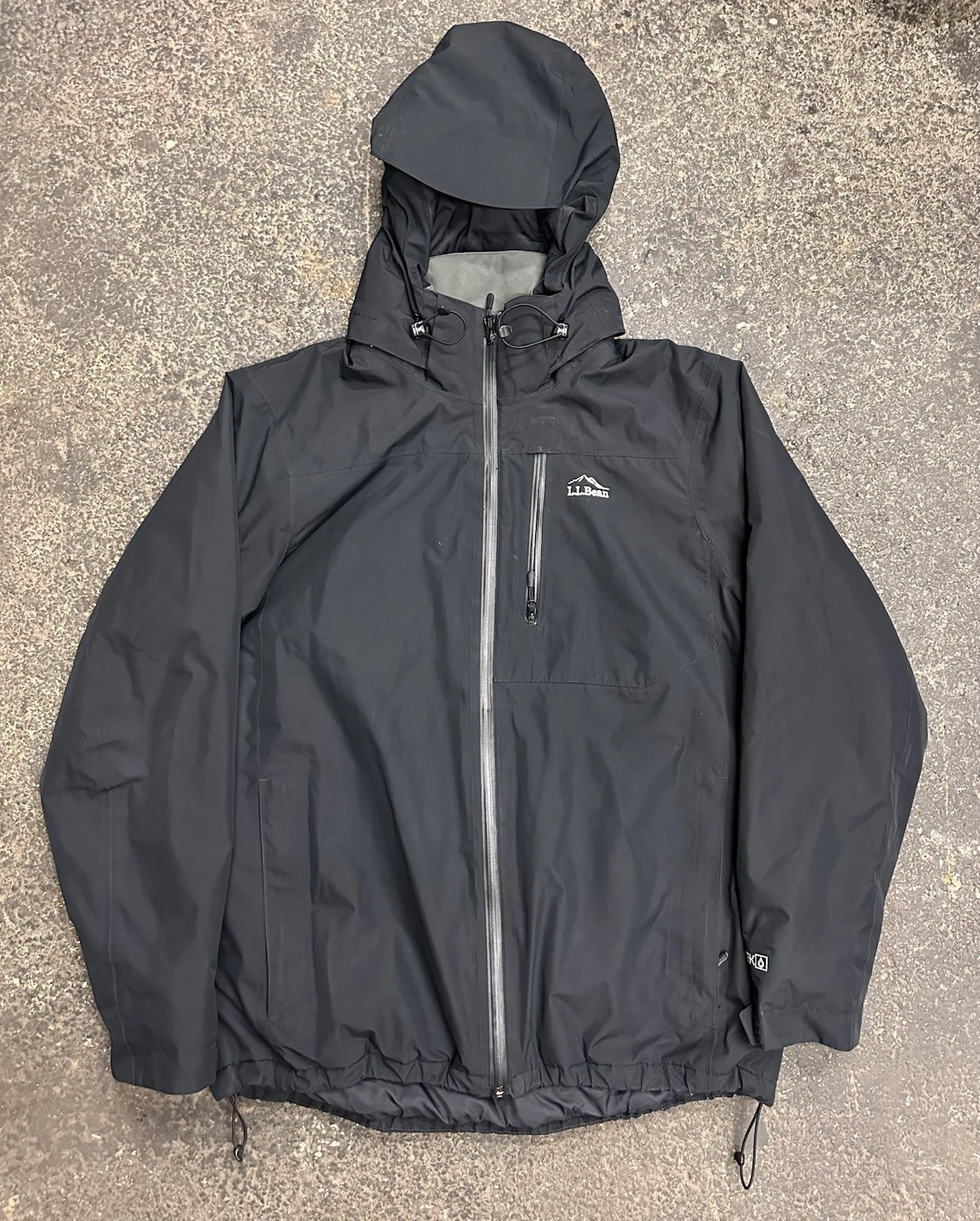 LL Bean Full Zip Jacket Men's XL Black Insulated Waterproof TEK Pockets Hooded