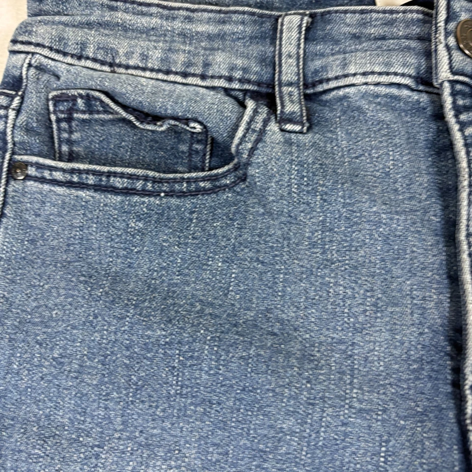 Pantalones de mezclilla rectos cortos de tiro alto Social Standard para mujer talla 8 azul Y2K grunge Foto 3 de 4