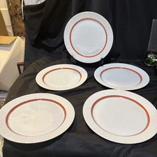 rosenthal thomas Arcta Orange Platinum Band 5 Luncheon Plates 9 In