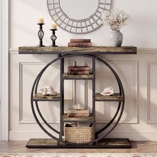 Industrial Hallway Table with Storage Shelves, Console Table for Entryway