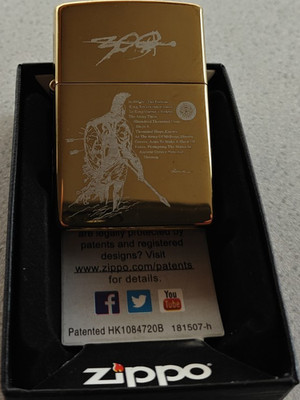 Zippo Sammler-Feuerzeug goldfarben mit Gravur, Made in USA, in Originalbox