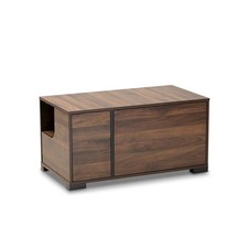 Walnut Brown Finished 2-Door Cat Litter Box Cover House