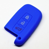 Auto SchlüSsel Silikon Schutz HüLle Dunkelblau FüR Hyundai KIA 3 Tasten Smartkey