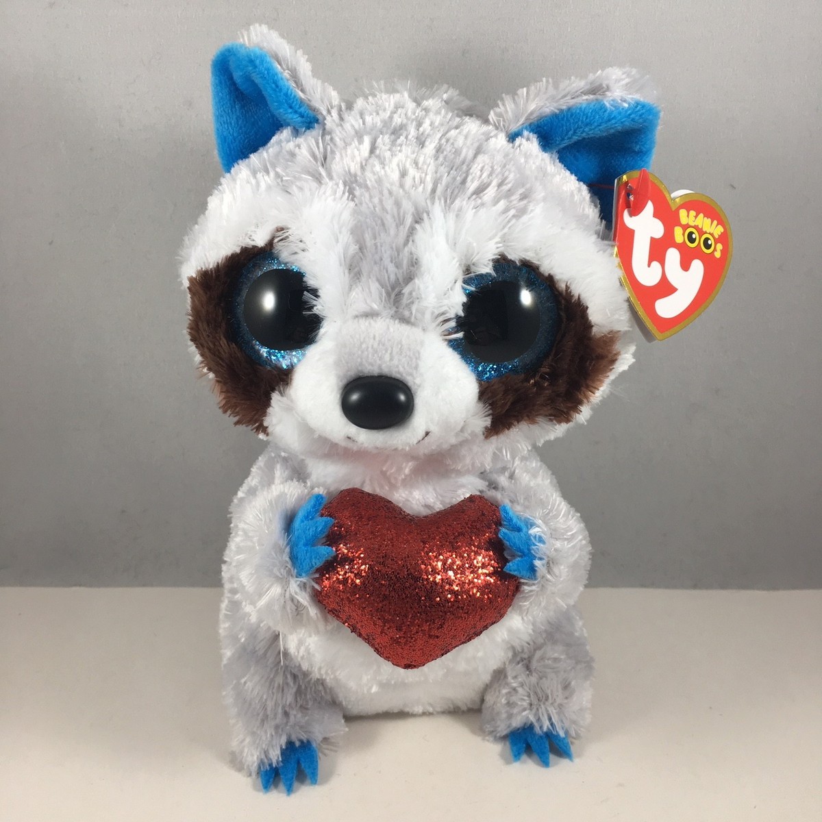 Ty Beanie Boos - THIEF the Valentines Day Raccoon 6