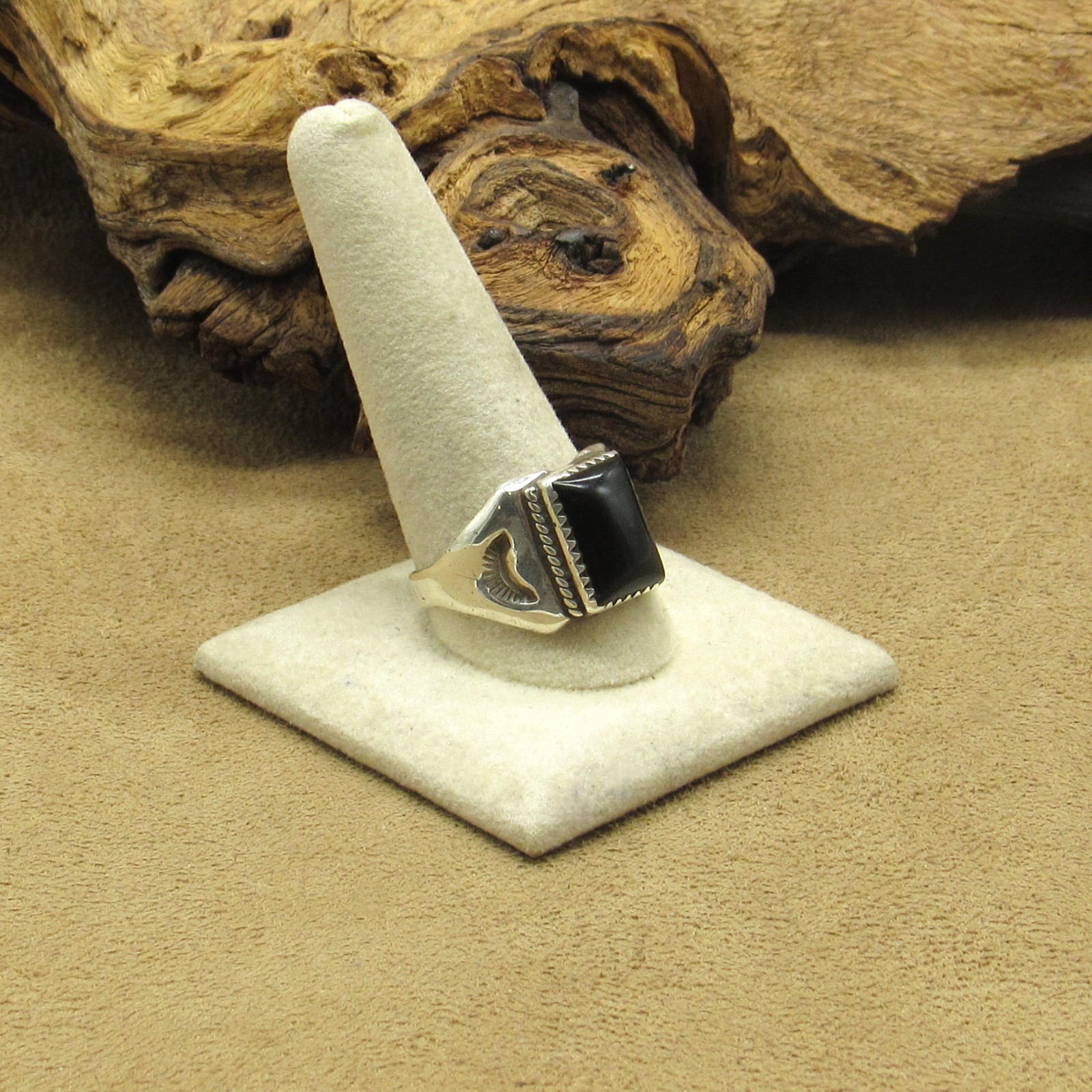 Sterling Silver Rectangular Black Onyx Ring Size … - image 2