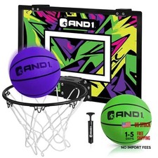 Over the Door Mini Basketball BASKETBALL Purple/Green Mini Hoop / Two Balls