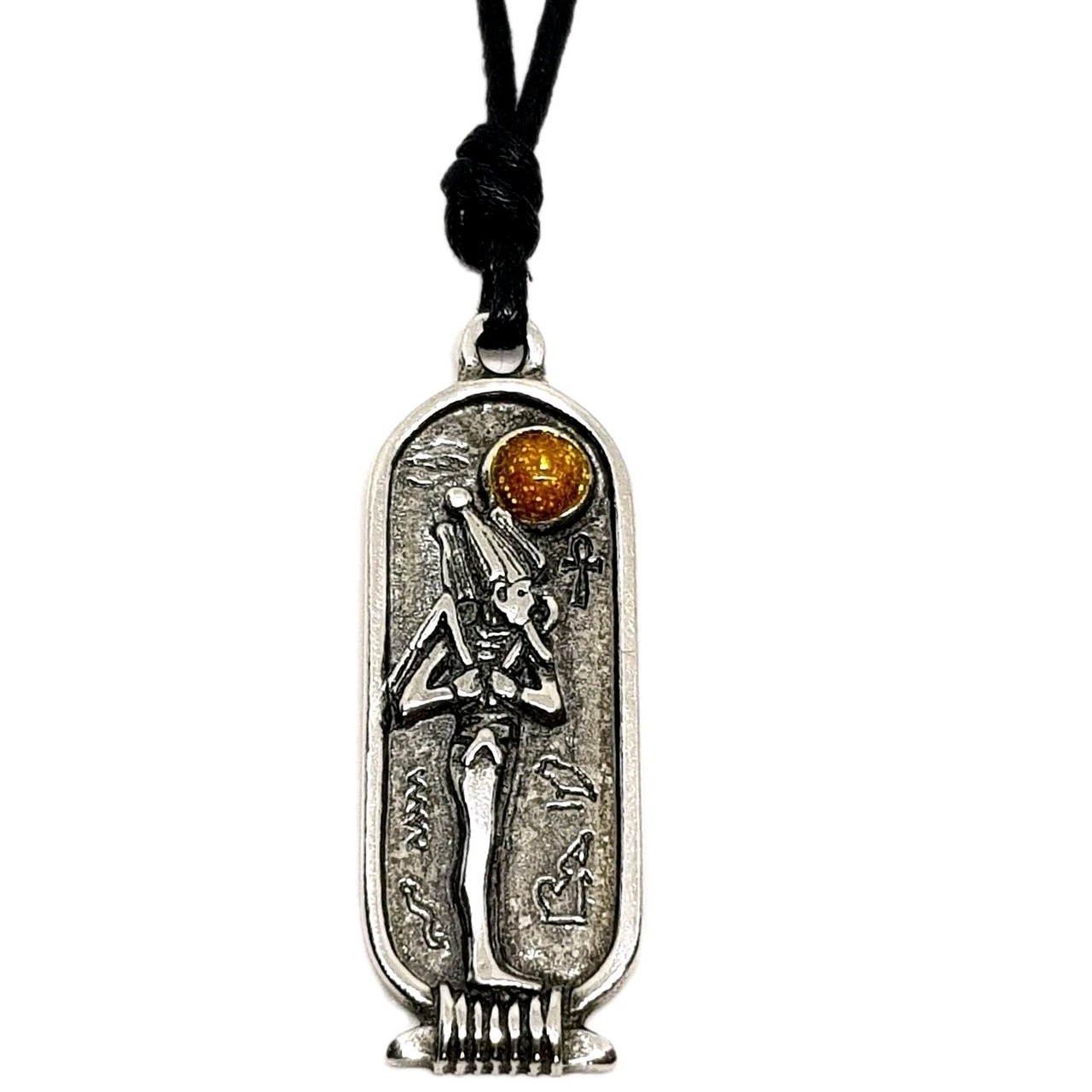 Osiris God Pendant Cartouche Necklace Egyptian Moon Tie Cord Amulet Jewellery