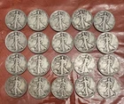 Lot N-2 of 20 Walking Liberty Half Dollars Mixed Dates 90% Silver 1917-45