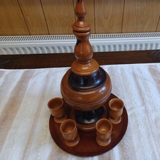 TREEN DECANTER SET.WITH SIX GOBLETS & TRAY.VERY NICE .WONDERFUL CONDITION. 
