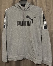 Puma Men  s Size Medium Logo Pullover Hooded Sweatshirt Gray