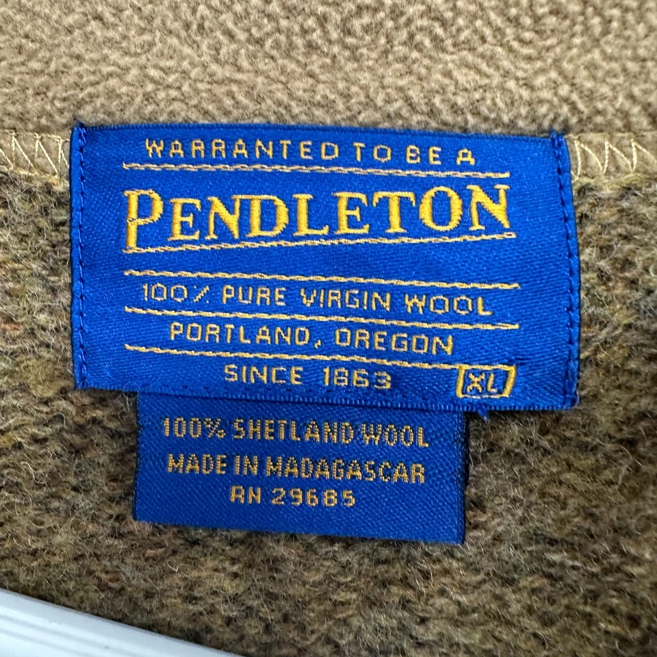 VTG Pendelton Sweater Mens XL Beige Shetland Wool 1/2 Zip Sweatshirt 90s - Image 3 of 4