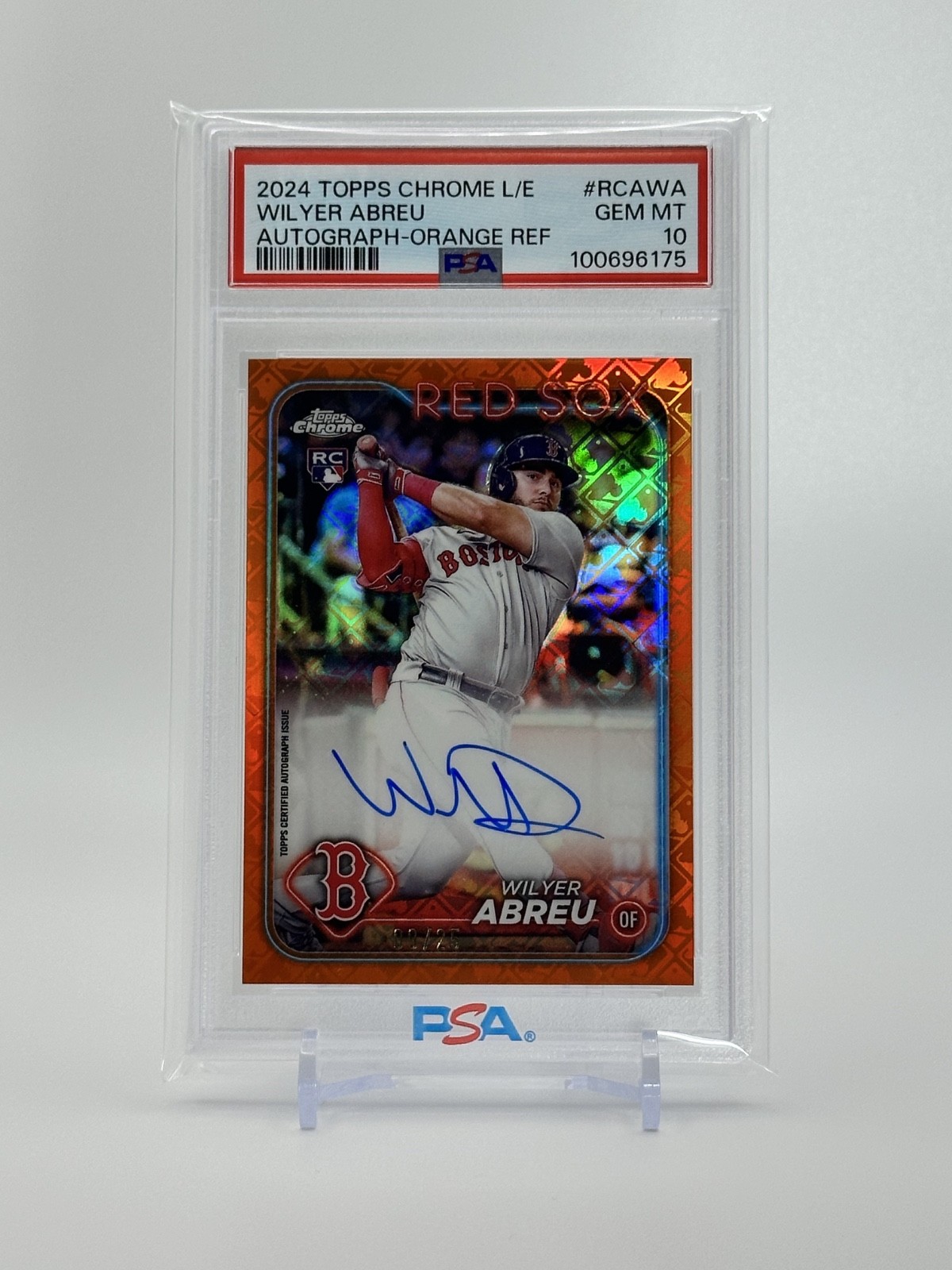 2024 Topps Chrome L/E  -  WILYER ABREU  Auto Orange Ref  /25  -  PSA 10